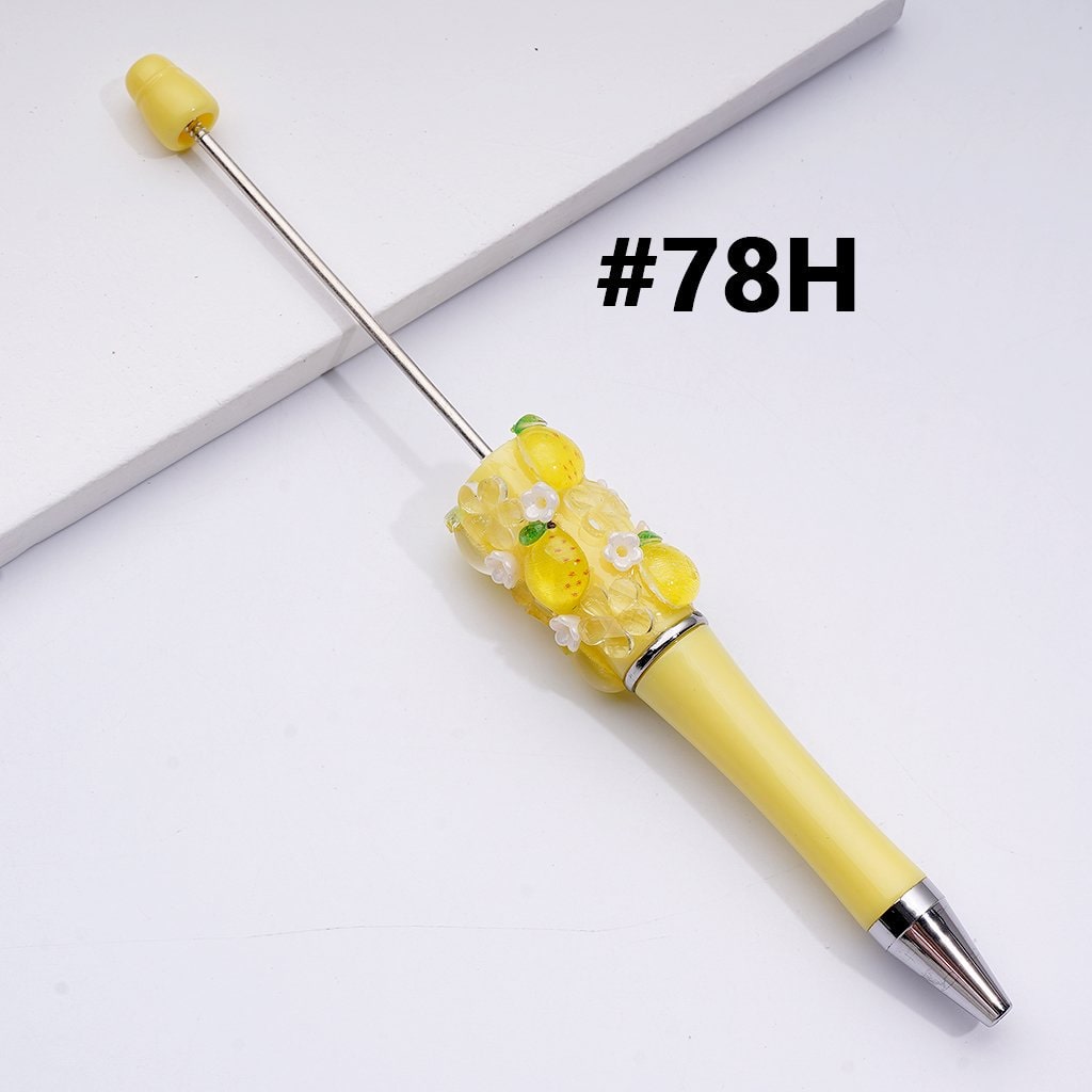 Fruits Series Strawberry Grape Pineapple Green Apple Cherry Peach Lemon Watermelon Beadable Pen, Random Mix