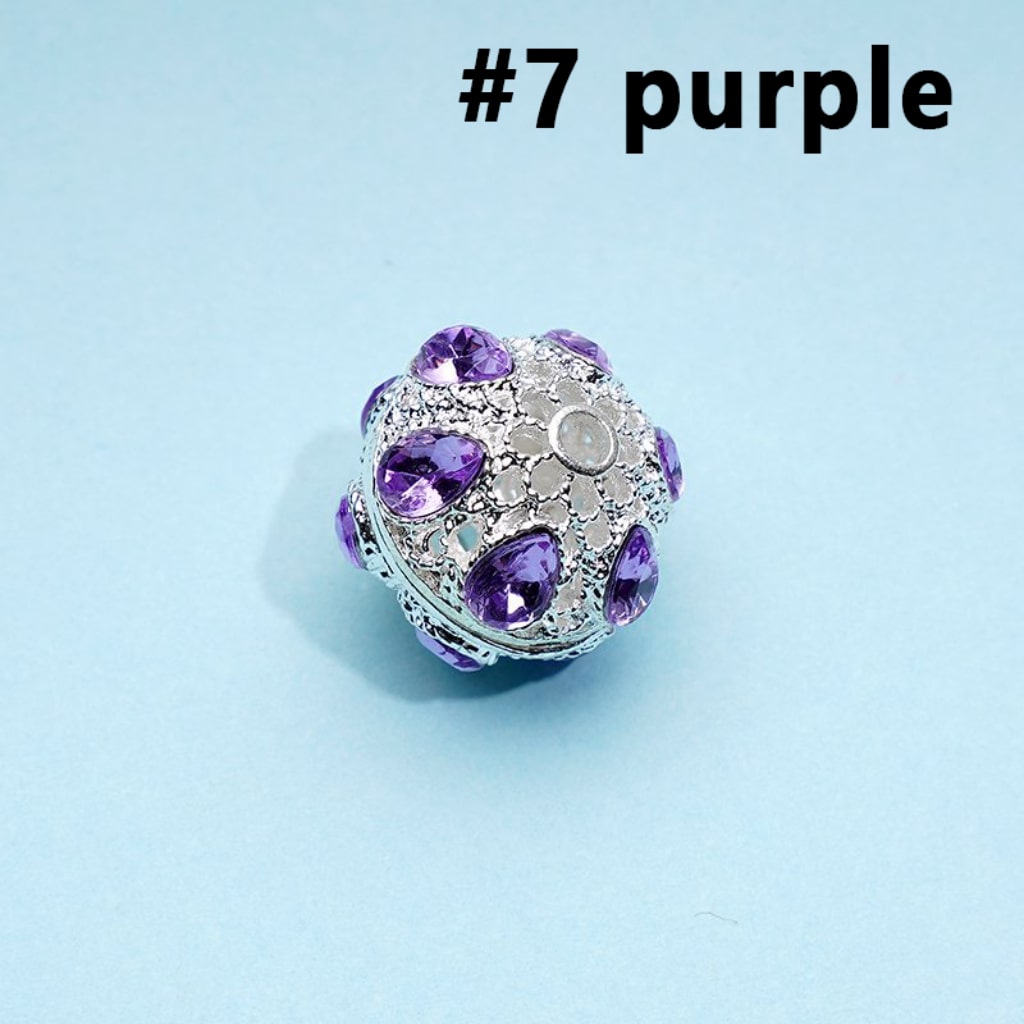Exquisite Silver Alloy Hollow Ball with Colorful Rhinestones Beads, Around 16MM