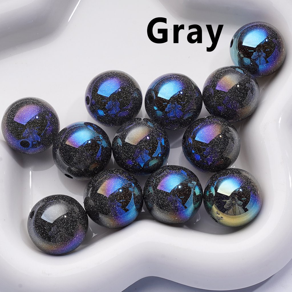 Multi-Color UV Coating Glitter Shiny Round Acrylic Beads, 20MM