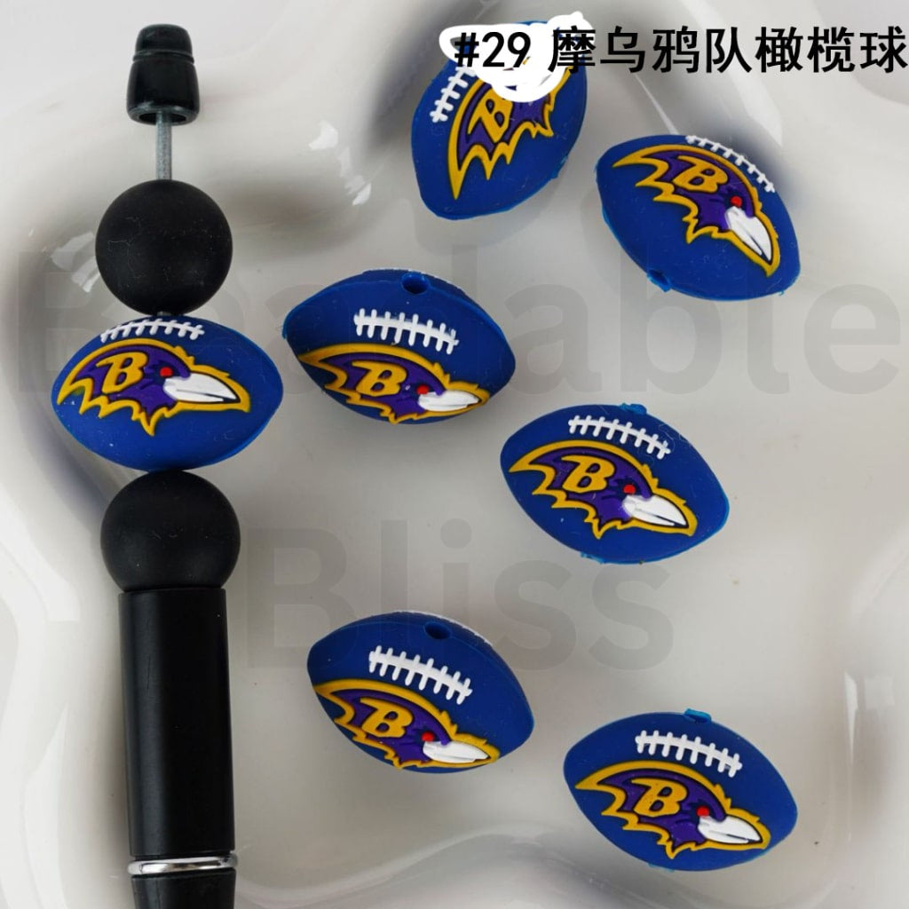 3D USA America Football Teams Silicone Focal Beads