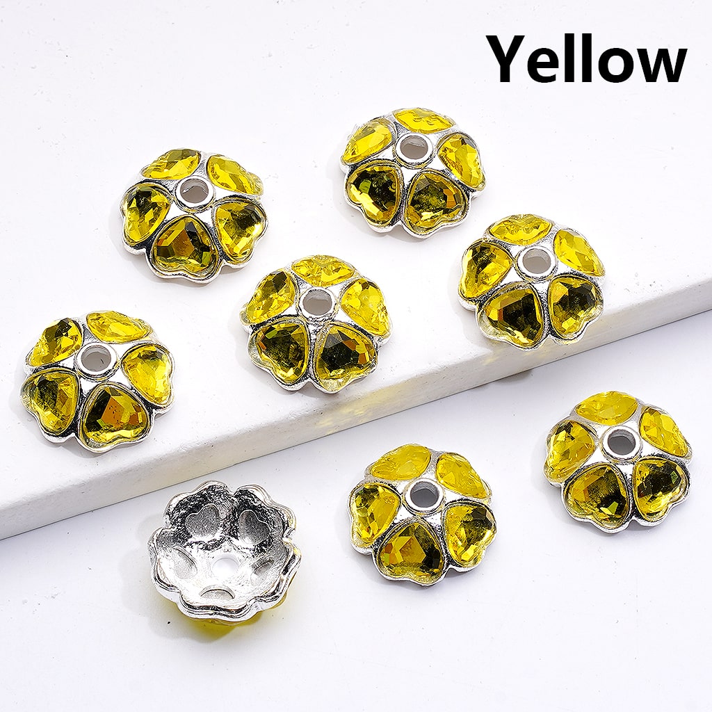 Beads Cage Cap Metal Alloy Multi-Color Heart Rhinestons,Silver 16MM (Single Color is available for 100pcs(Whole Bag))