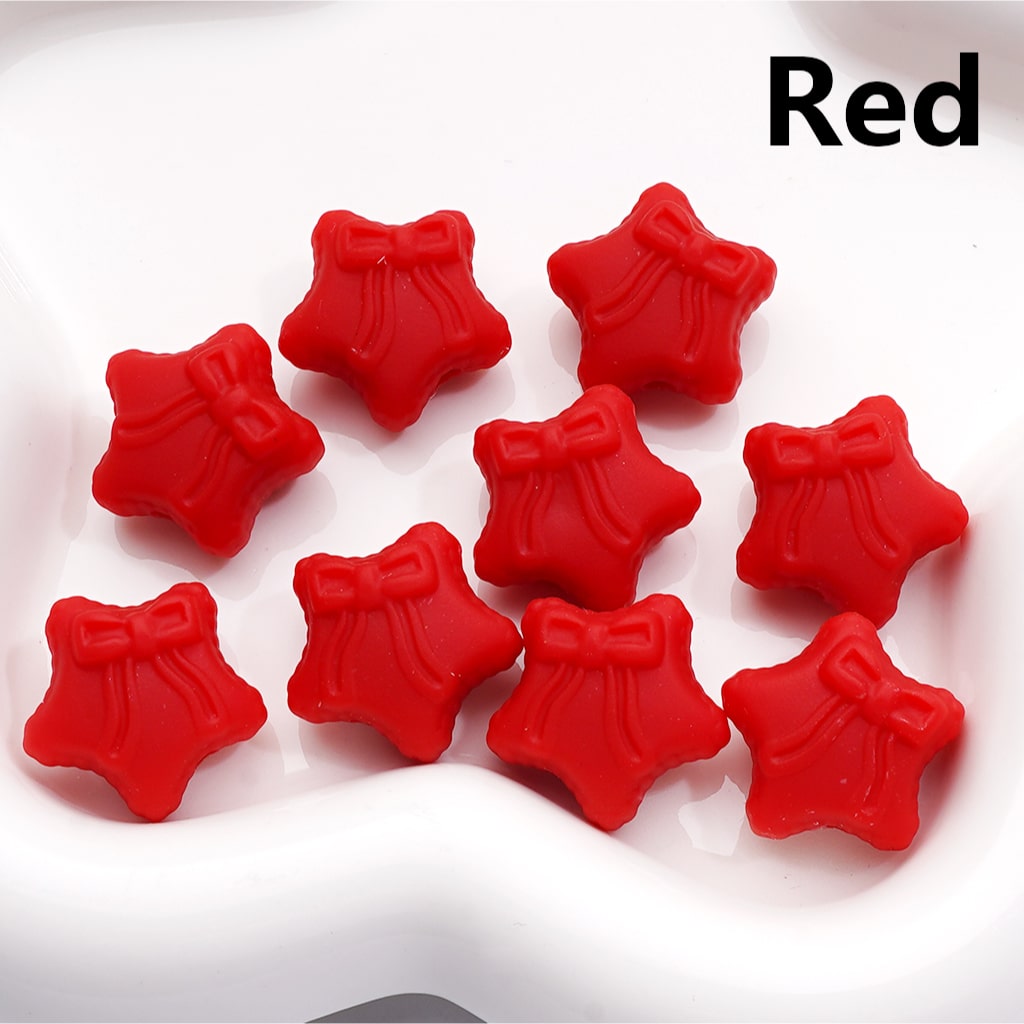 Acrylic Beads Rubber Coating Five-Pointed Star with Bowknots, Multi-Color, 20MM (Single Color is available for 200pcs(Whole Bag))