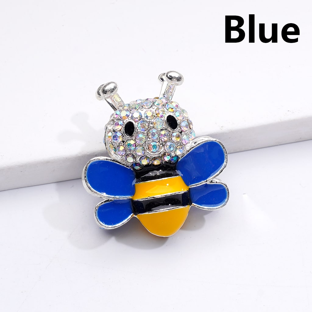 Silver Alloy Beads Fancy Bee with AB Rhinestones Solid Color Wings 29*26MM
