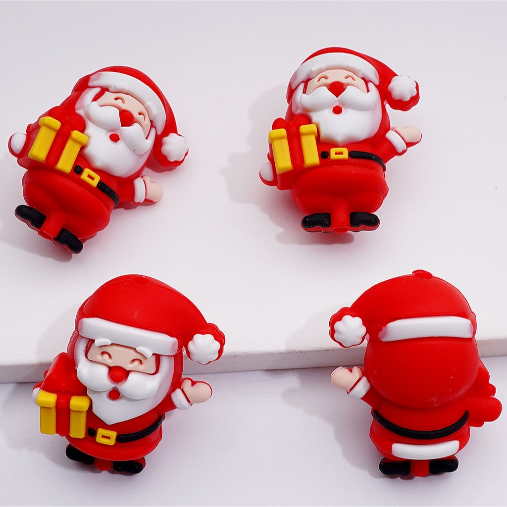 3D Christmas Series Elk Bell Hat Father Christmas Gift Silicone Focal Beads