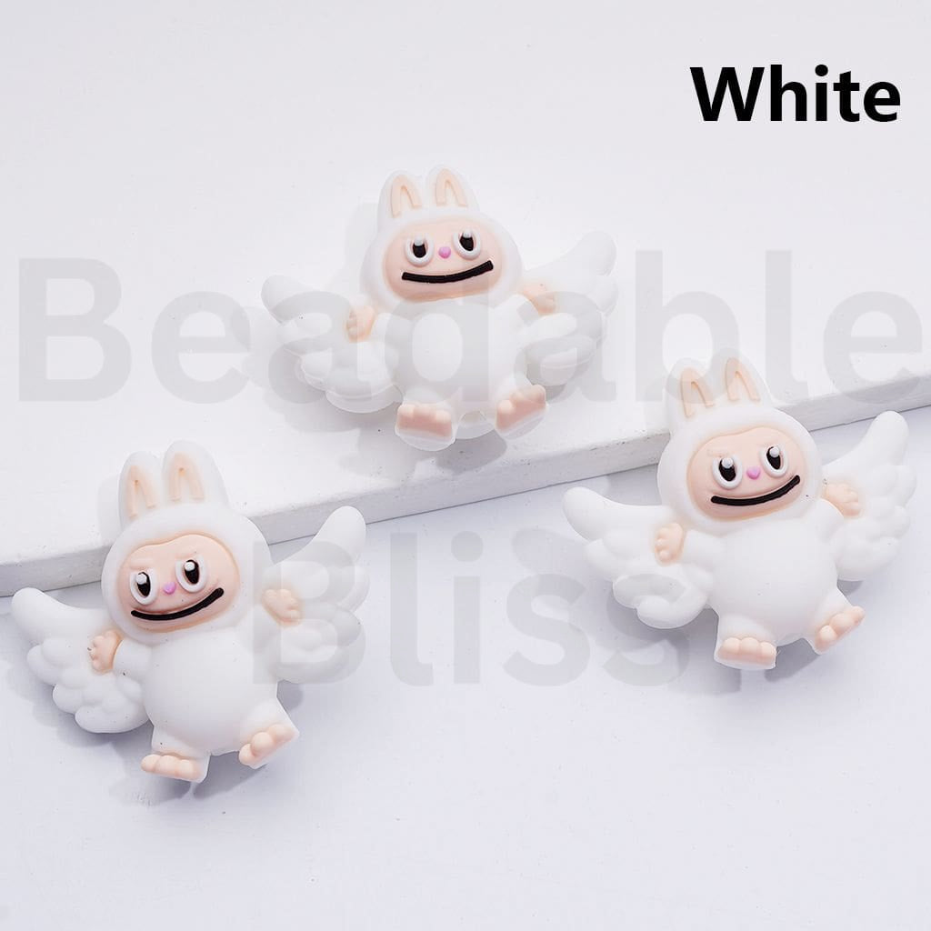 3D Cute Multi-Color Labub with Wings Silicone Focal Beads