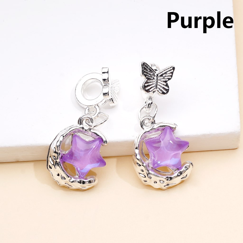 Alloy Bail Beads Dangle Charm Pendant Jewelry Accessories Butterfly Star Rhinestones Silver