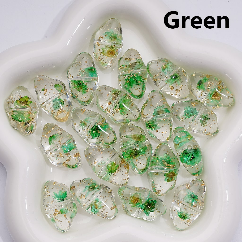 Multi-Color Dried Flowers Gold Foil Paper Inside Clear Cloud Acrylic Beads, 13*22MM (Single Color is available for 200pcs(Whole bag))