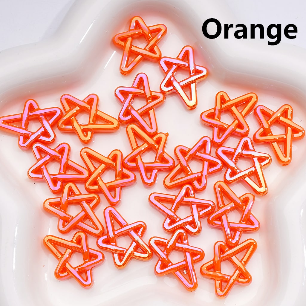 Acrylic Beads UV Coating Shiny Five-Pointed Star, Multi-Color, 19*24MM (Single Color is available for 500pcs(Whole Bag))