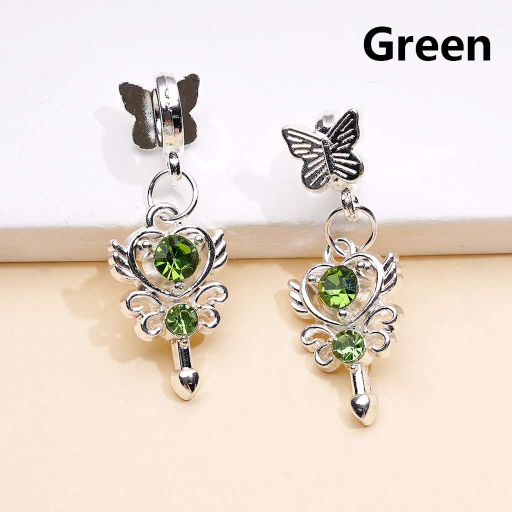 Alloy Bail Beads Dangle Charm Pendant Jewelry Accessories Butterfly Heart Goddess of Love Arrow Shiny Rhinestones Silver