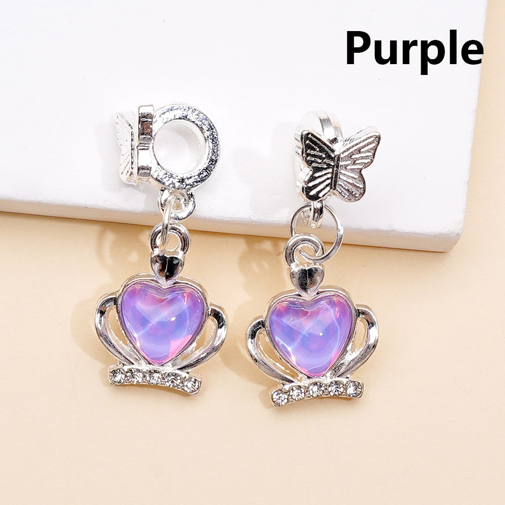 Alloy Bail Beads Dangle Charm Pendant Jewelry Accessories Butterfly Heart Rhinestones Silver
