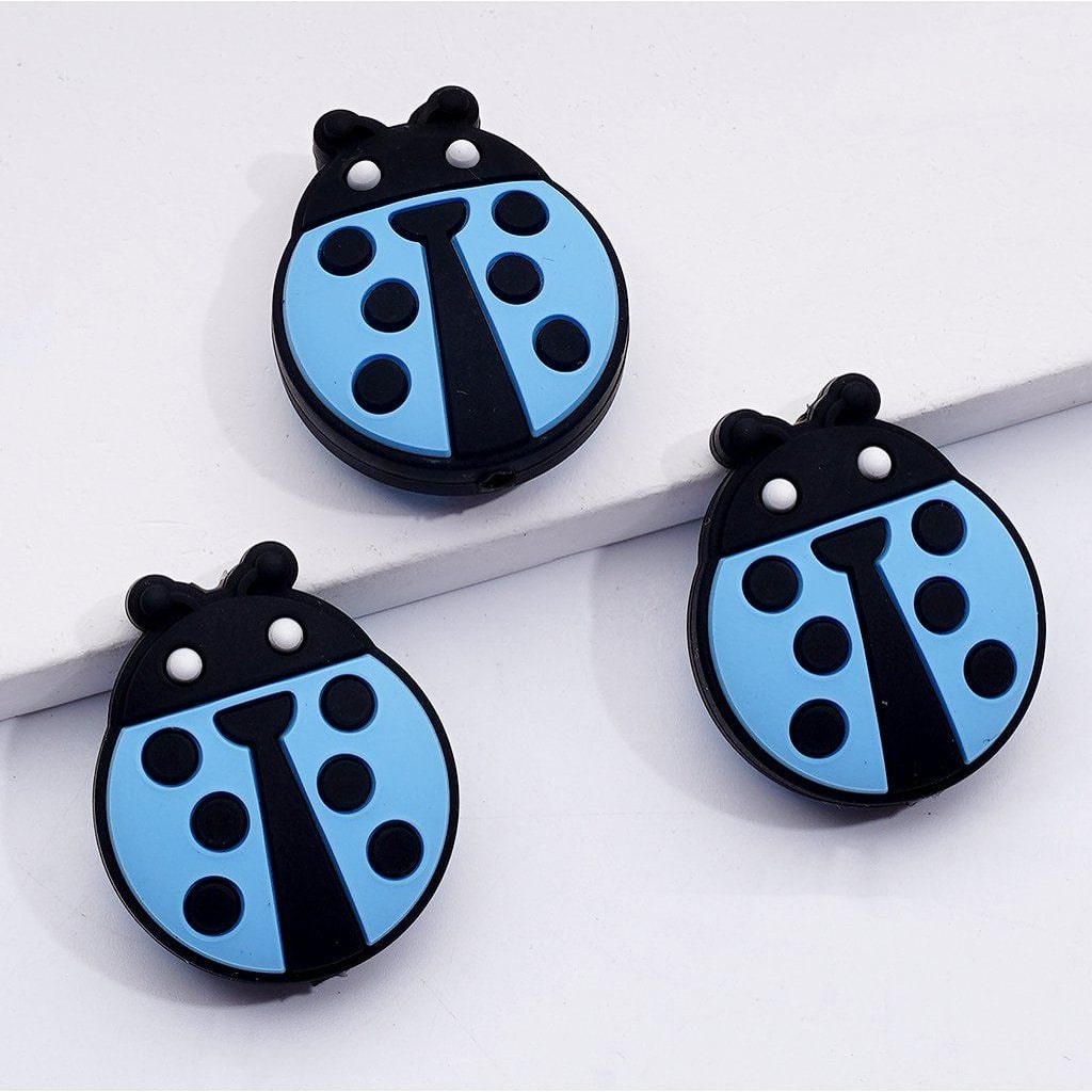 Multi-Color Cute Lady Bug Silicone Focal Beads