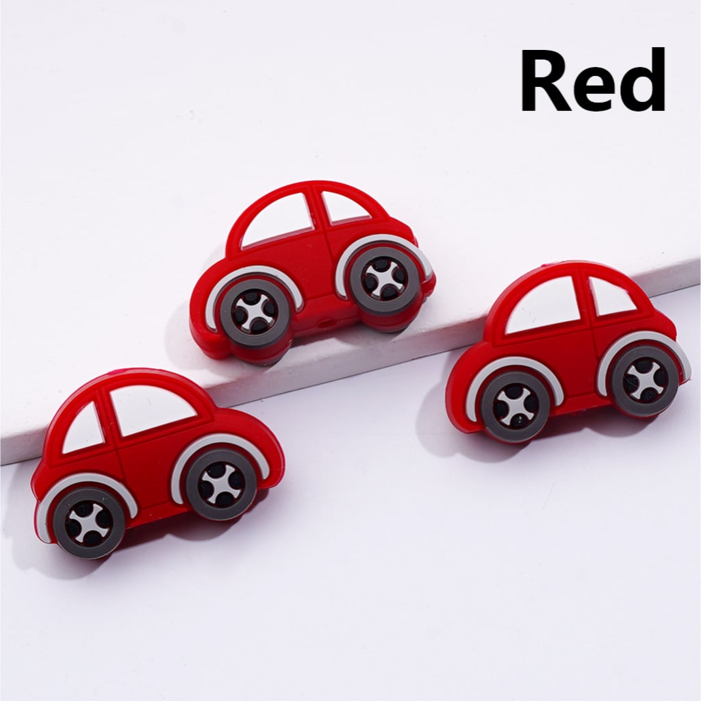 Silicone Focal Beads Cute Mini Vehicles Cars Multi-Color