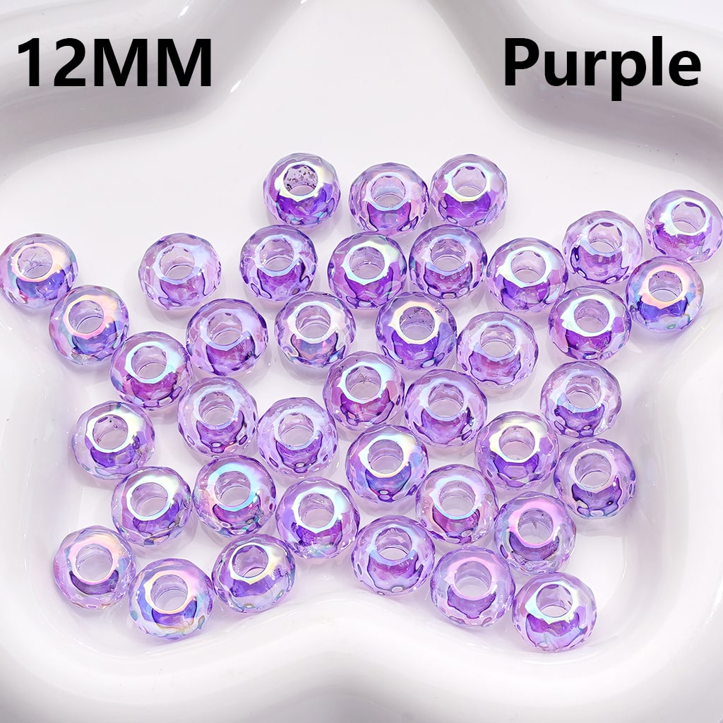 Wheel Acrylic Beads UV Coating Large Hole Multi-Color Translucent 12MM