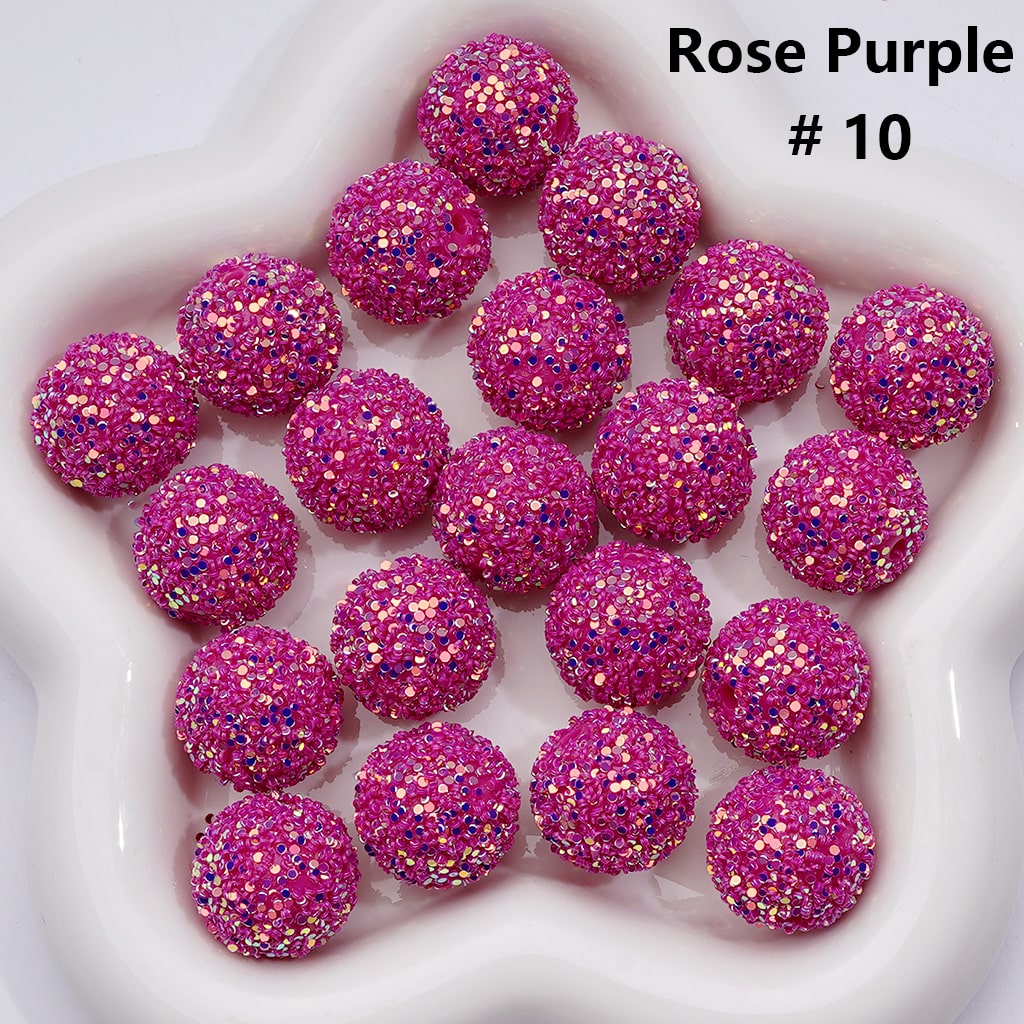 Multi-Color Shiny Confetti Round Acrylic Beads in Solid Color, 20MM