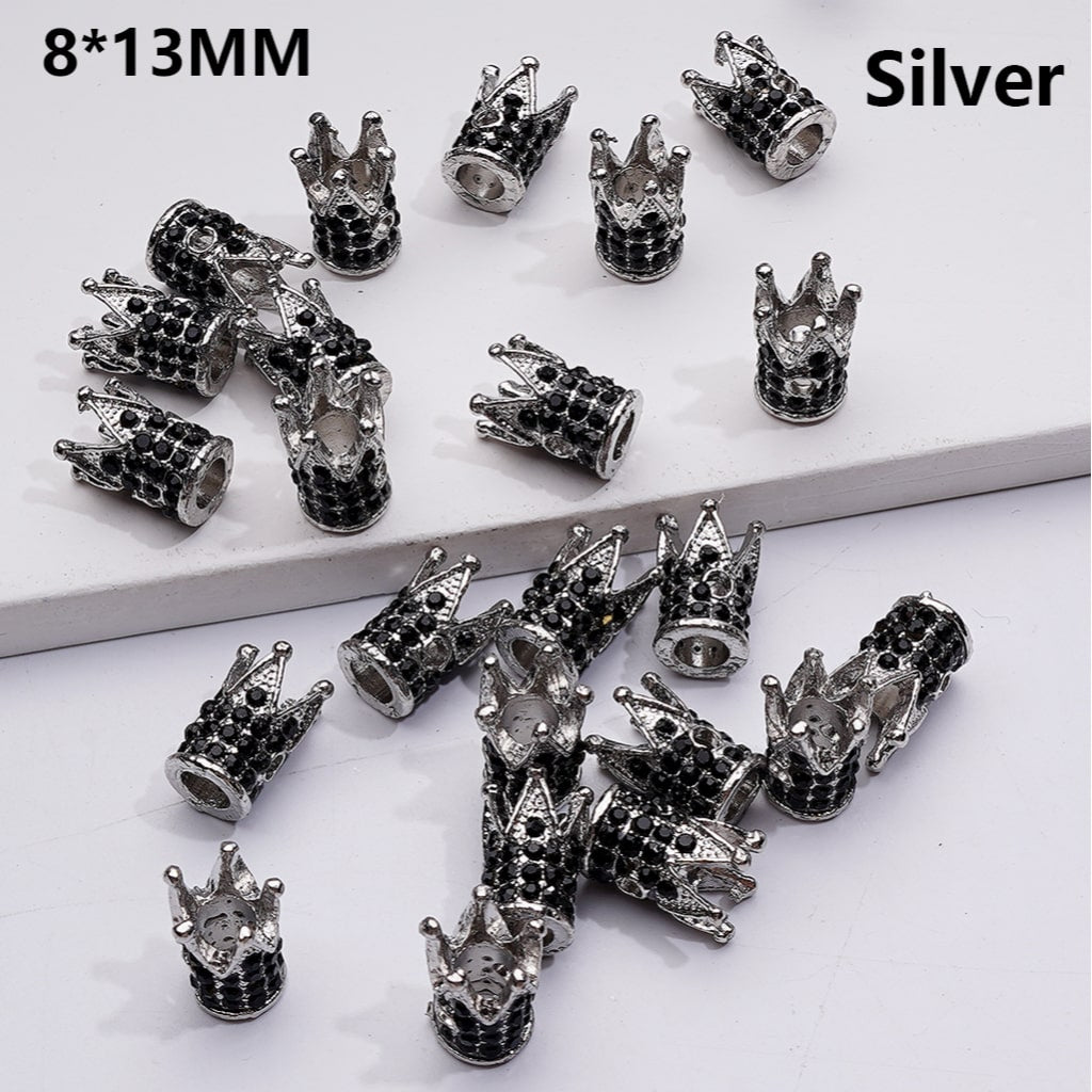Fancy Alloy Mini Crown Spacer Beads with Black AB Rhinestones, 8*13MM (Single Color is available for 100pcs(Whole bag))