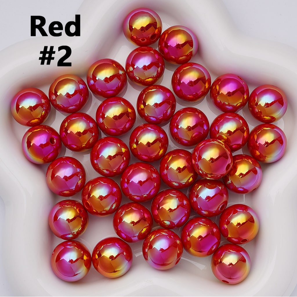 UV Coating Shiny Solid Color Round Acrylic Beads, 16MM