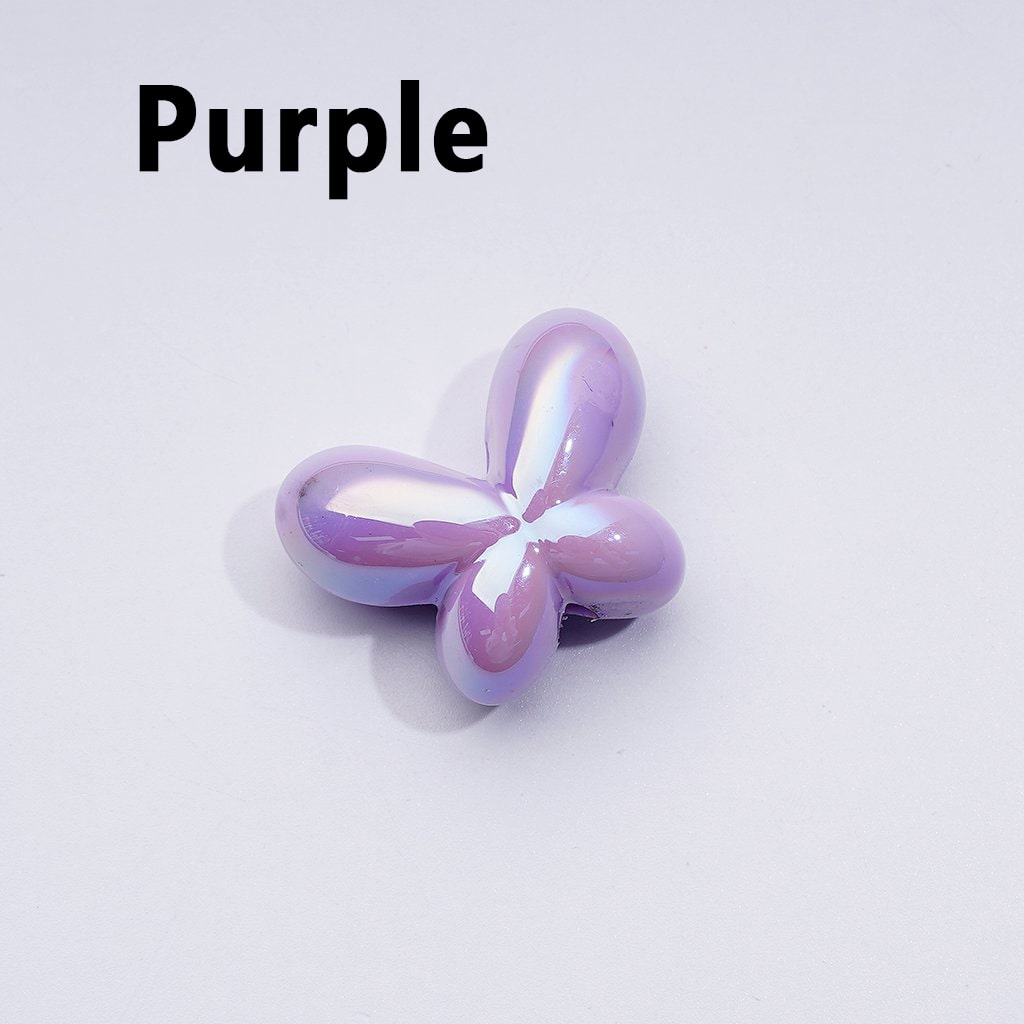 UV Coating Shiny Luminous Cute Butterfly Bowknot Acrylic Beads, Around 25*19MM