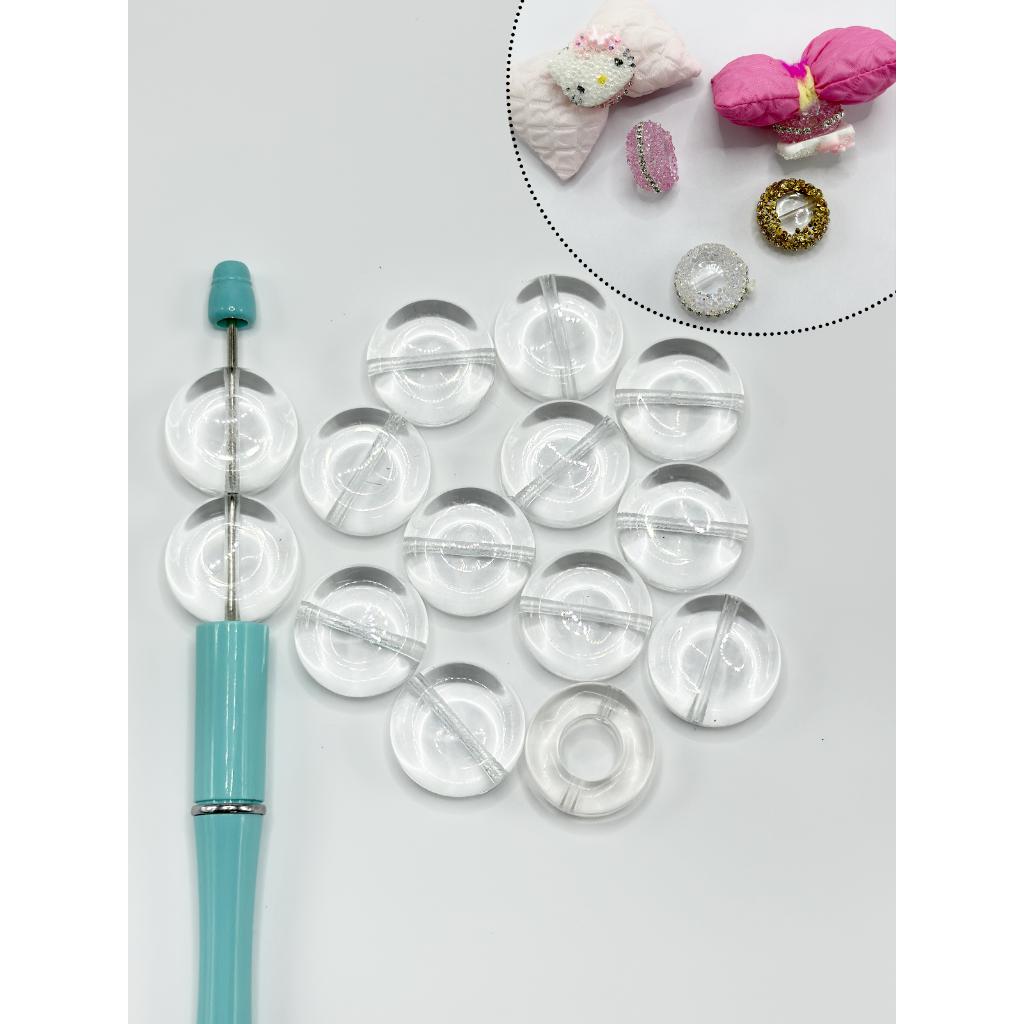 DIY クリアラウンドクッキーシェイプベースアクリルビーズアクセサリー、22MM