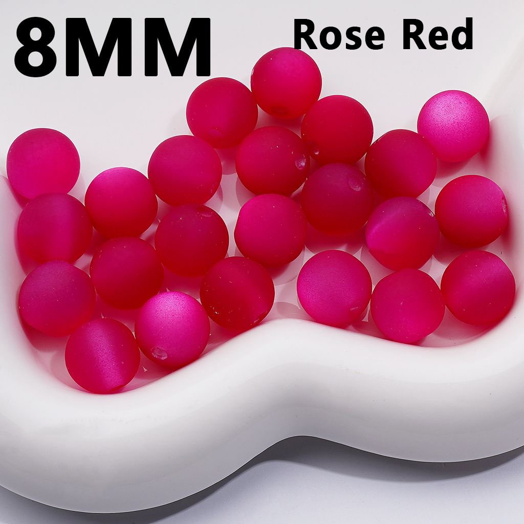 Multi-Color Cat Eye Style Frosted Matte Round Acrylic Beads, 8MM