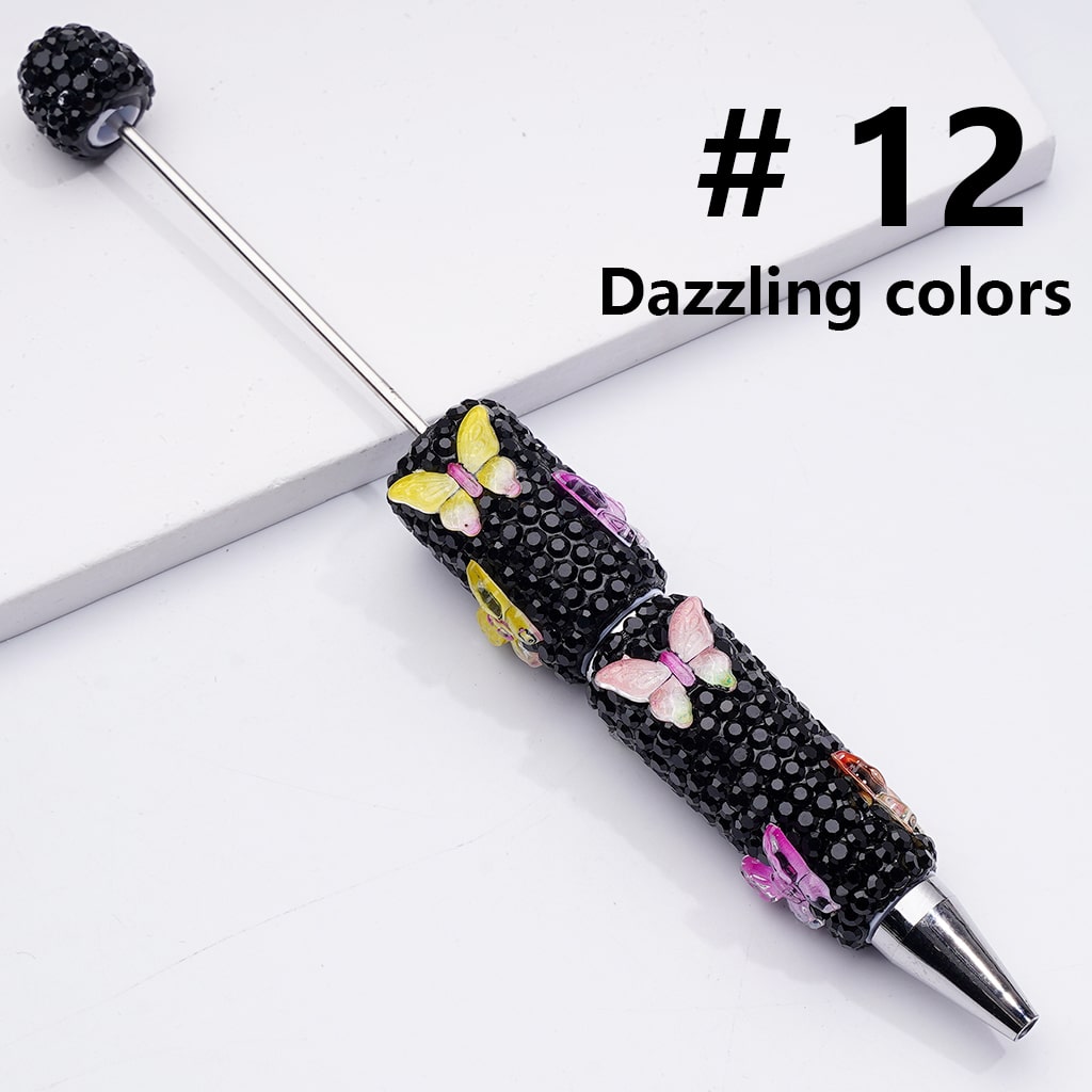 Double Color Butterfly Black Rhinestones Beadable Clay Pens