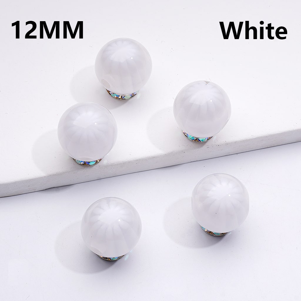 Multi-Color Chrysanthemum-Shaped Stripes Round Acrylic Beads, 12MM ( Single Color is only available for 400pcs(whole bag))