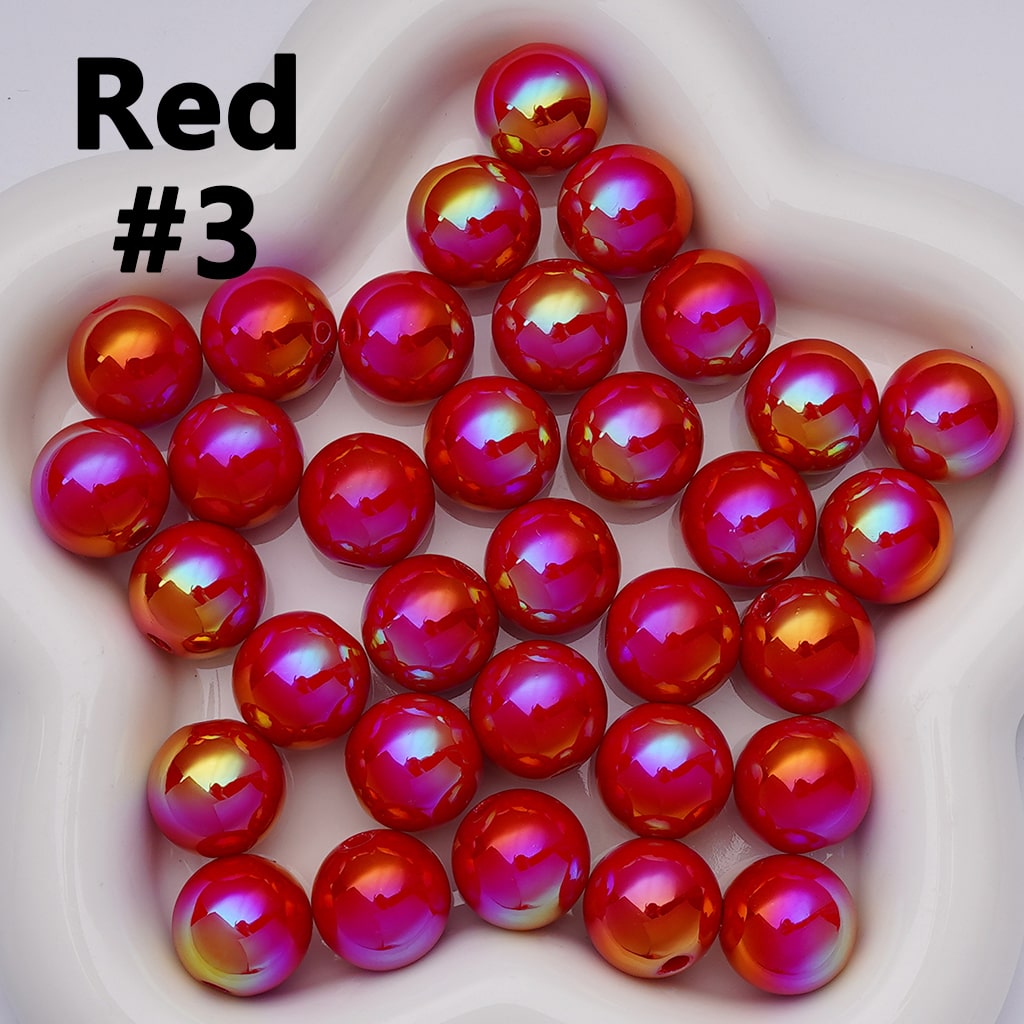UV Coating Shiny Solid Color Round Acrylic Beads, 16MM