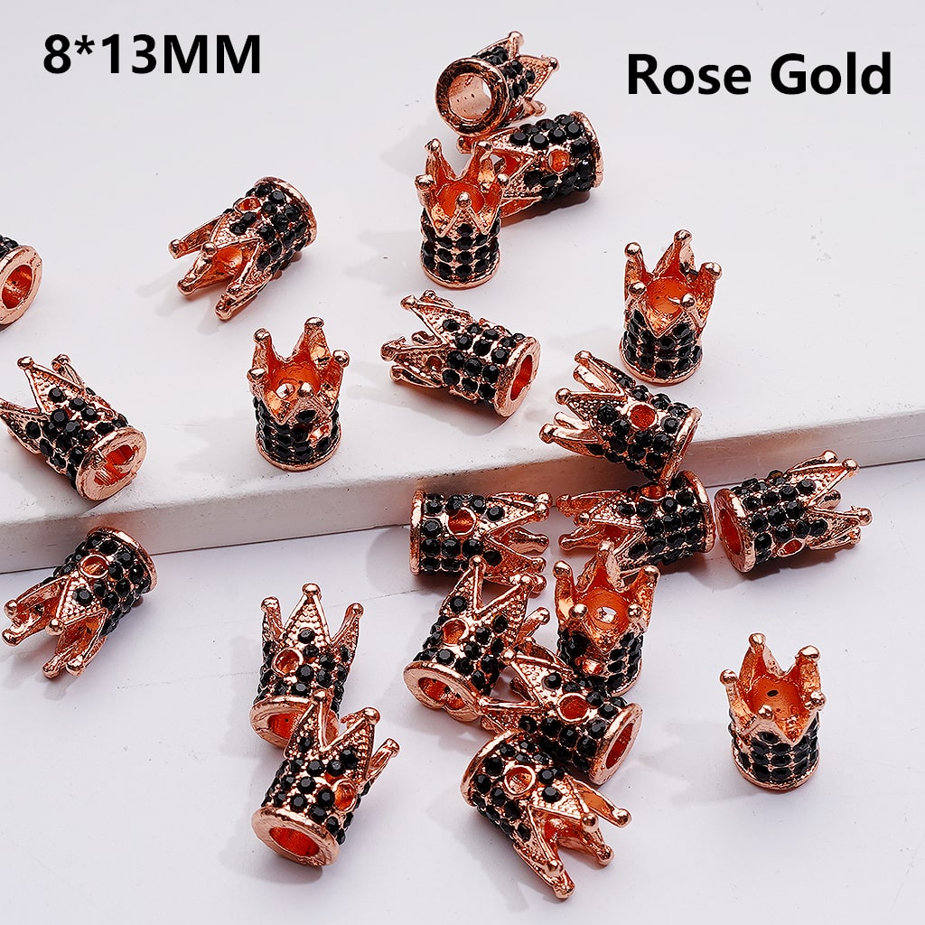 Fancy Alloy Mini Crown Spacer Beads with Black AB Rhinestones, 8*13MM (Single Color is available for 100pcs(Whole bag))