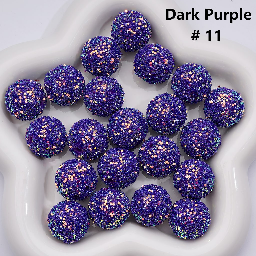 Multi-Color Shiny Confetti Round Acrylic Beads in Solid Color, 20MM