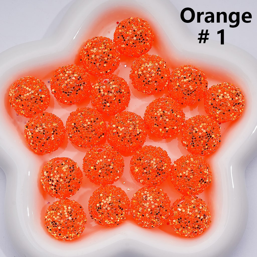 Multi-Color Shiny Confetti Clear Round Acrylic Beads, 20MM