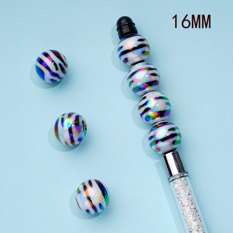 Black Jaguar Zebra Striped Printed on White Acrylic Beads 20mm,16mm