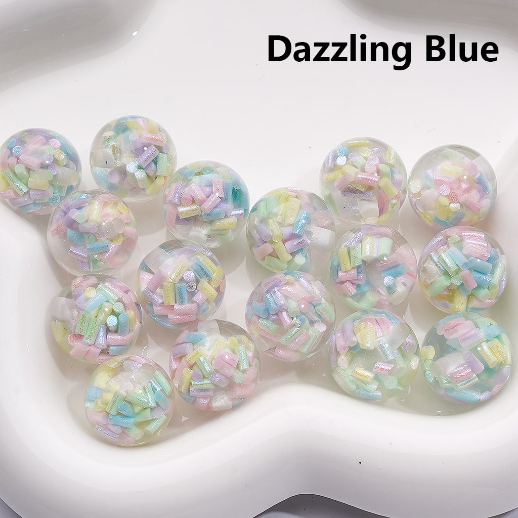 Mini Multi-Color Shiny Candy Sticks Inside Round Acrylic Beads, 16MM (Single Color is only available for 200pcs(whole bag))