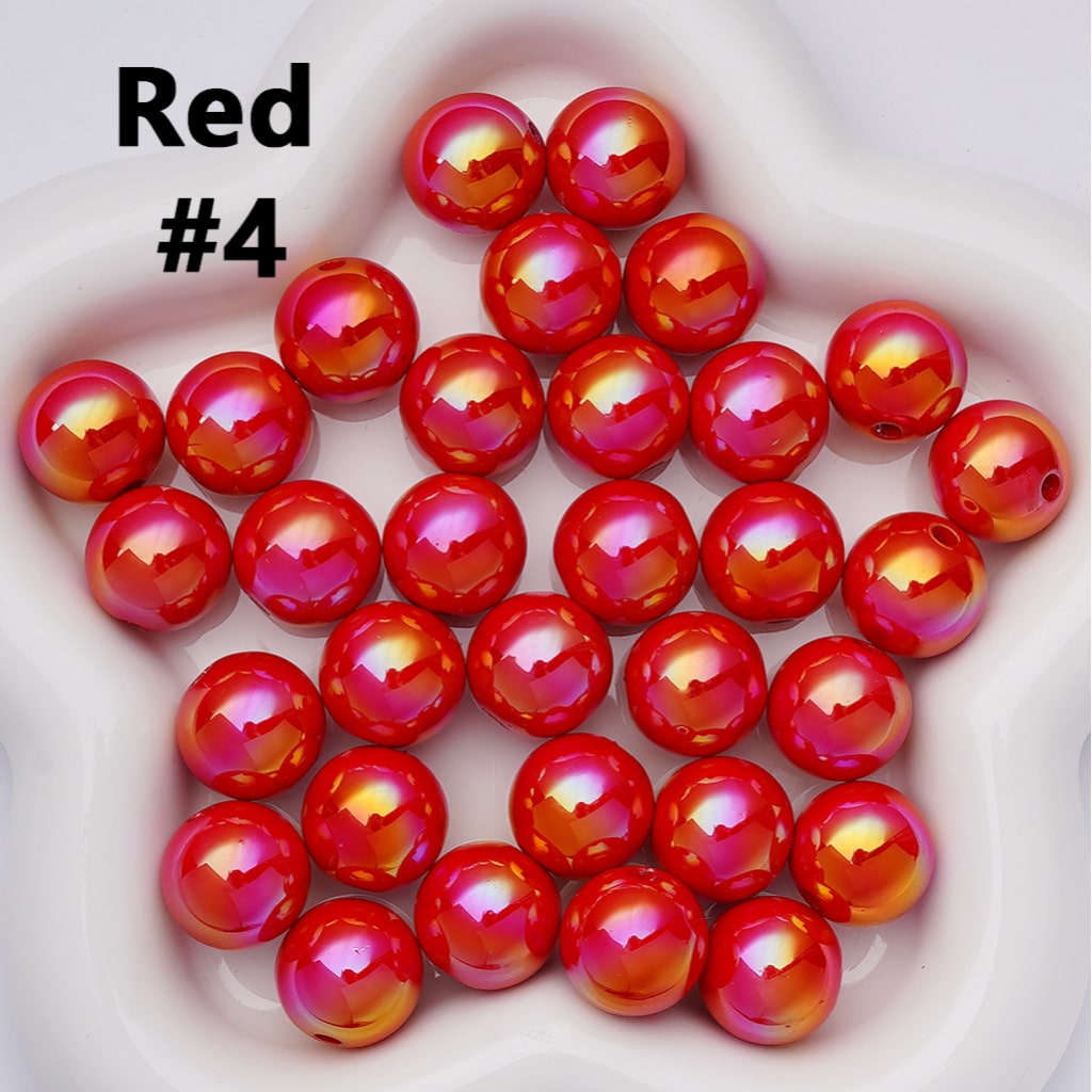 UV Coating Shiny Solid Color Round Acrylic Beads, 16MM