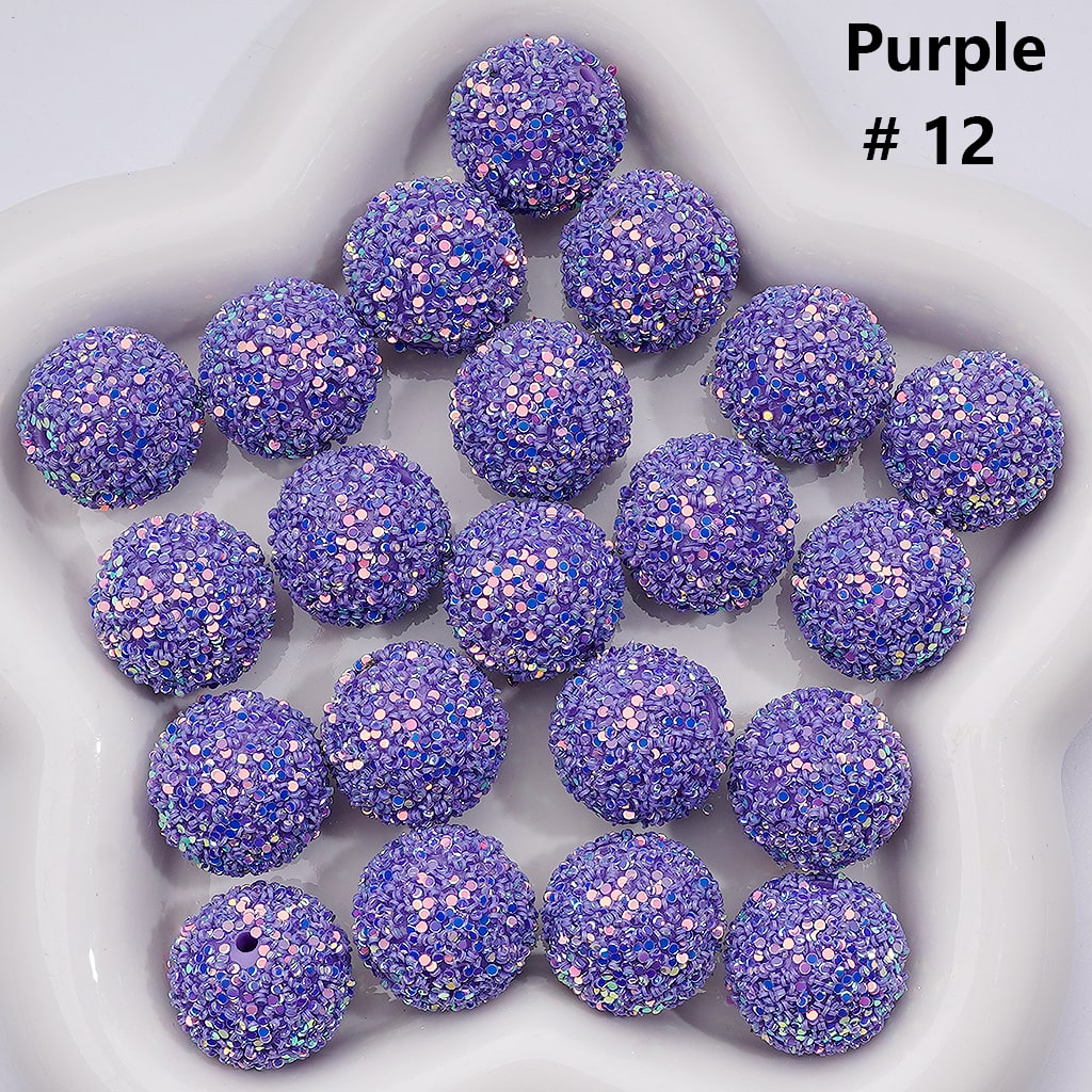 Multi-Color Shiny Confetti Round Acrylic Beads in Solid Color, 20MM