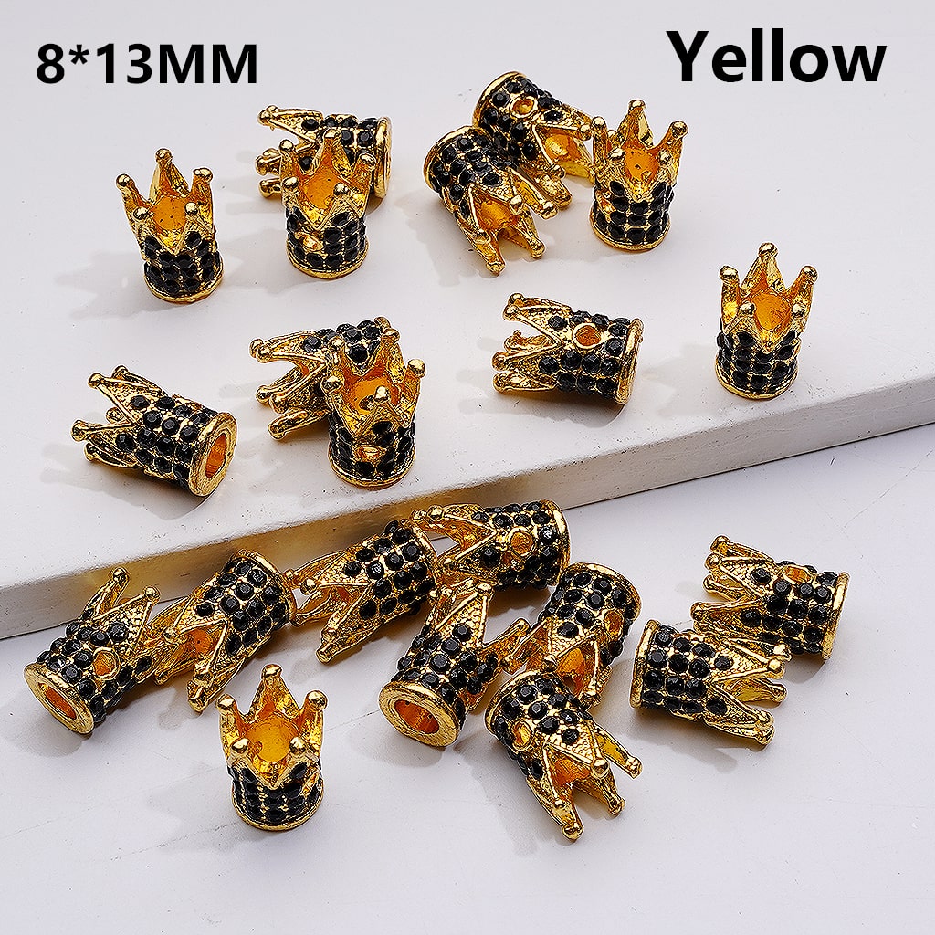 Fancy Alloy Mini Crown Spacer Beads with Black AB Rhinestones, 8*13MM (Single Color is available for 100pcs(Whole bag))