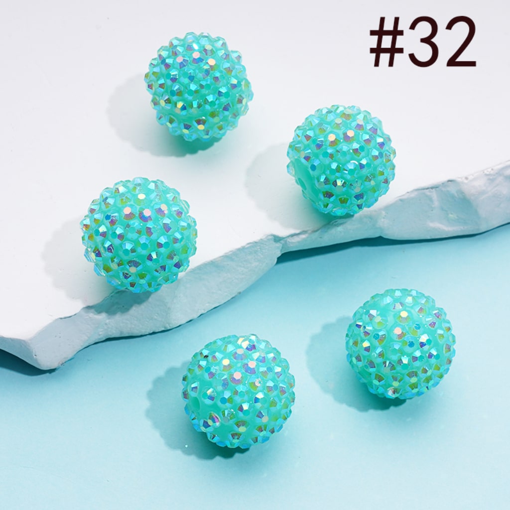 20MM Rhinestone Beads, Collection of Acrylic Rhinestone Beads, Part 1: Color No.1 -No.32