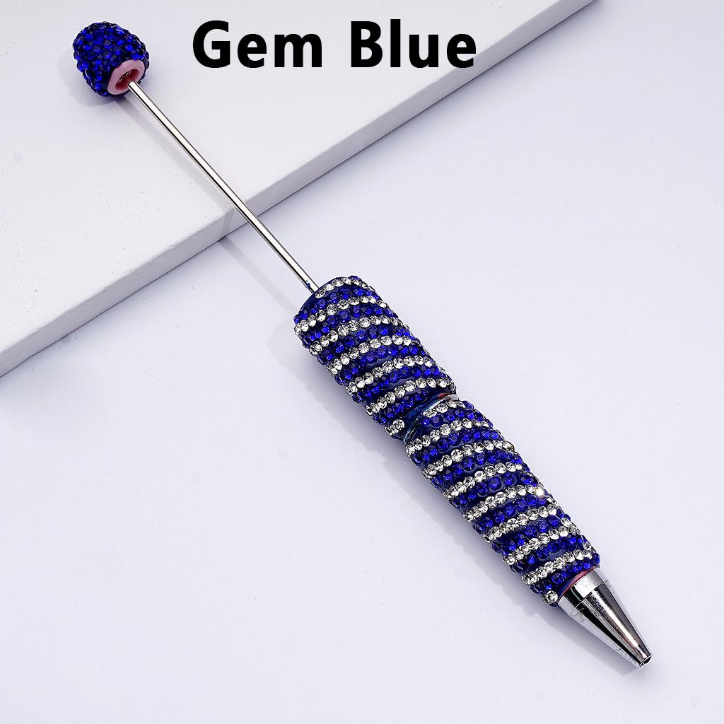 Beadable Clay Pens with Striola Oblique-Stripe Double Color Rhinestones Covered the Entire Pen