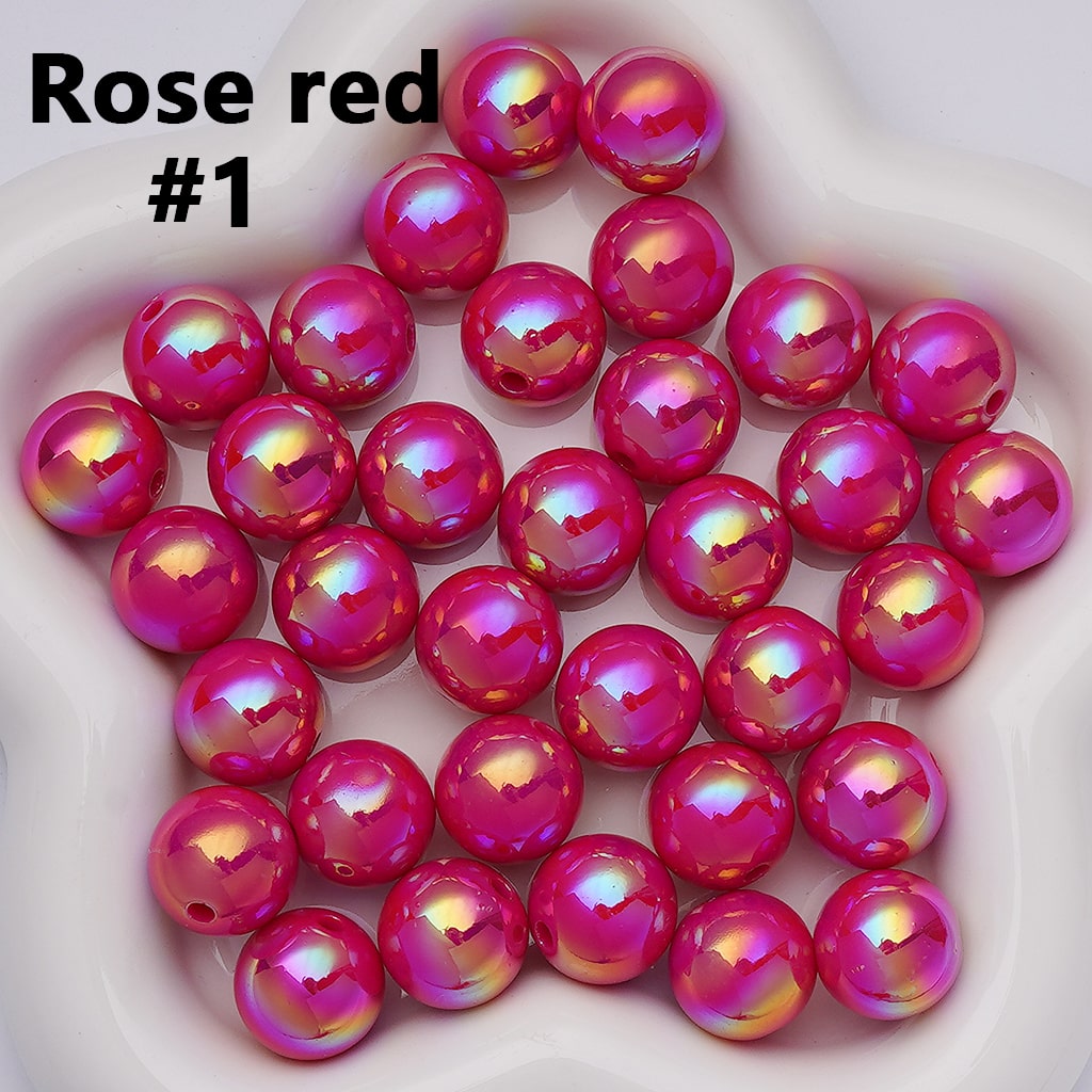UV Coating Shiny Solid Color Round Acrylic Beads, 16MM