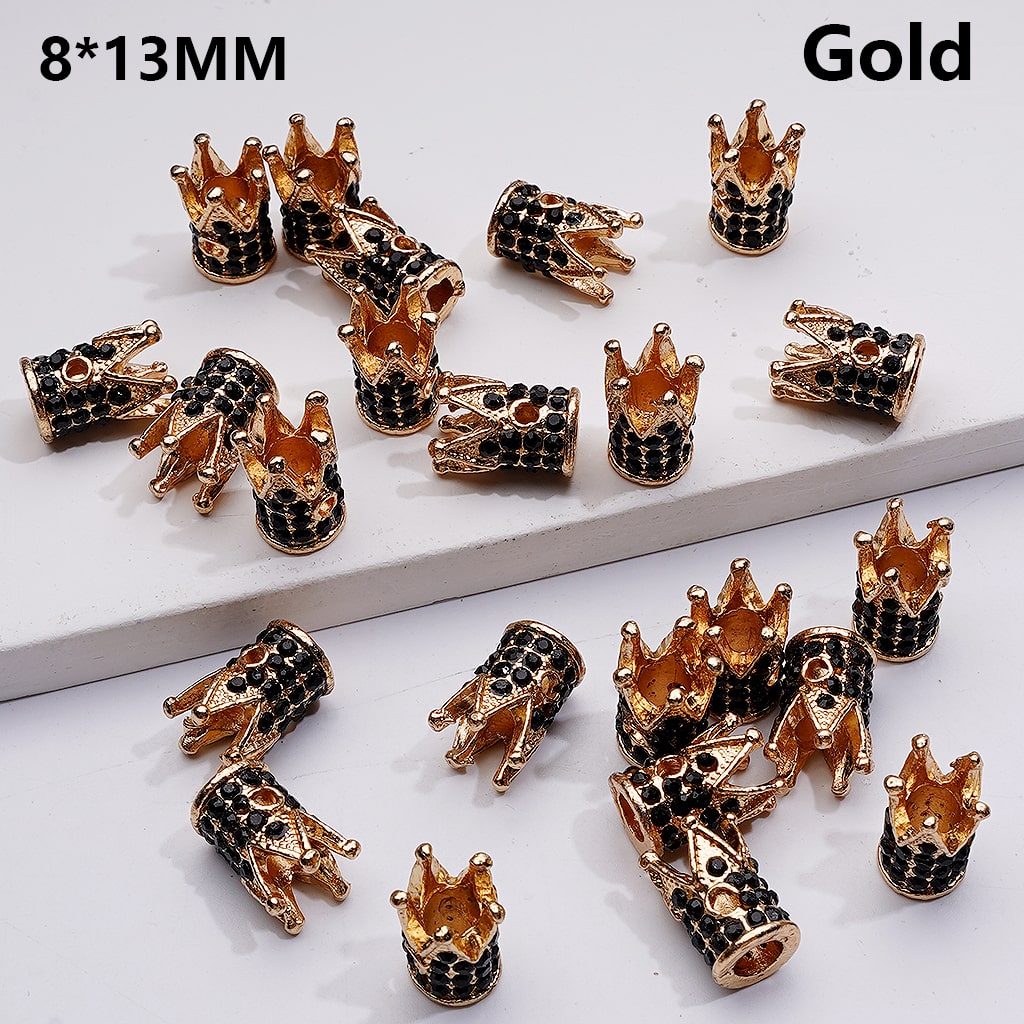 Fancy Alloy Mini Crown Spacer Beads with Black AB Rhinestones, 8*13MM (Single Color is available for 100pcs(Whole bag))