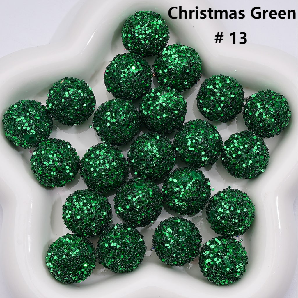Multi-Color Shiny Confetti Round Acrylic Beads in Solid Color, 20MM