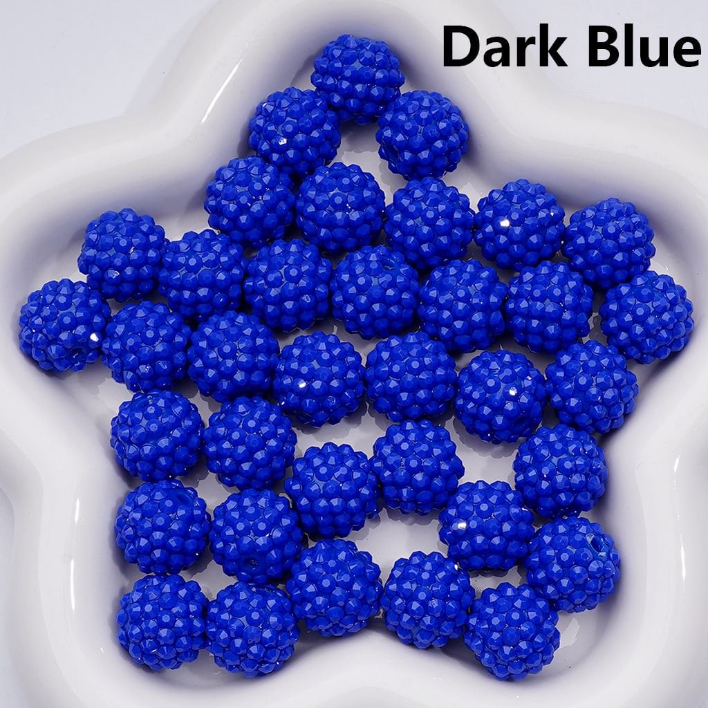 Solid Color Rhinestones Waxberry Ball Round Acrylic Beads, 16MM