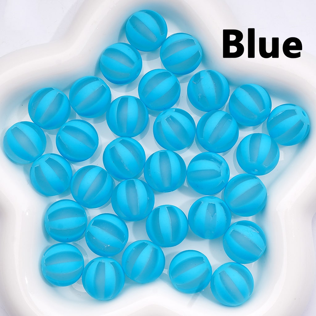 Acrylic Beads Round Frosted Watermelon Stripes Multi-Color, 16MM (Single Color is available for 200pcs(Whole Bag))