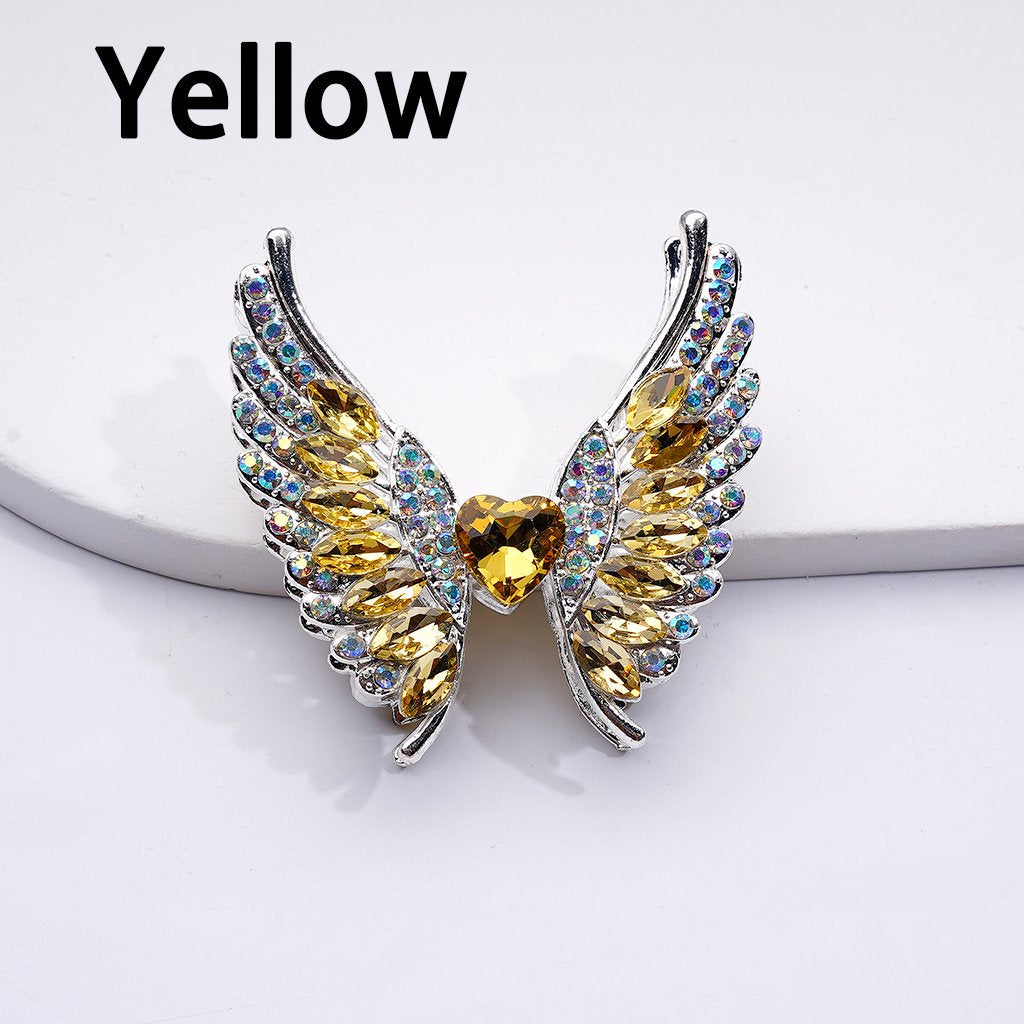Exquisite Fancy Silver Alloy Angel's Wings Beads with Shiny Rhinestones, 46*50MM