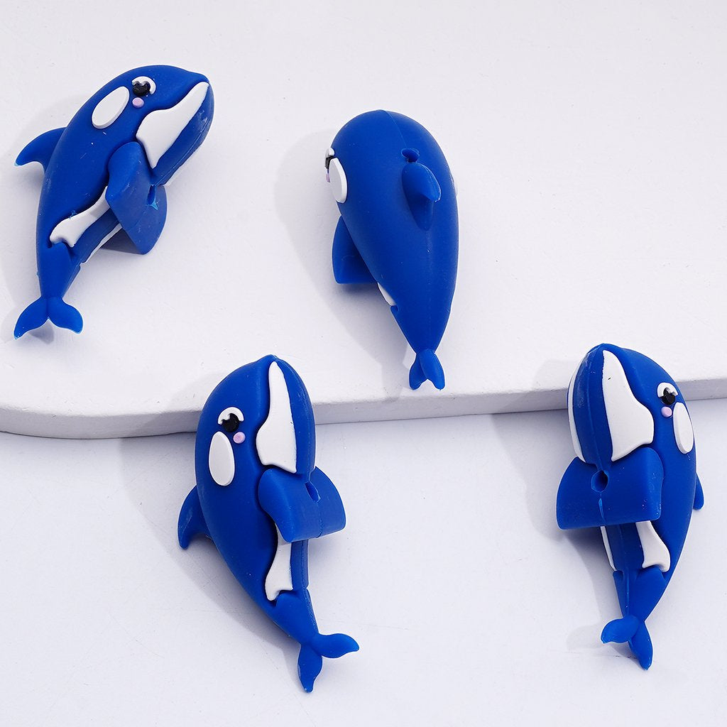 3D Multi-Color Cute Dolphins Silicone Focal Beads