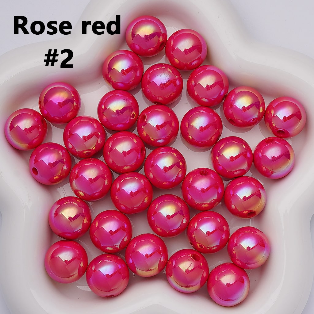 UV Coating Shiny Solid Color Round Acrylic Beads, 16MM