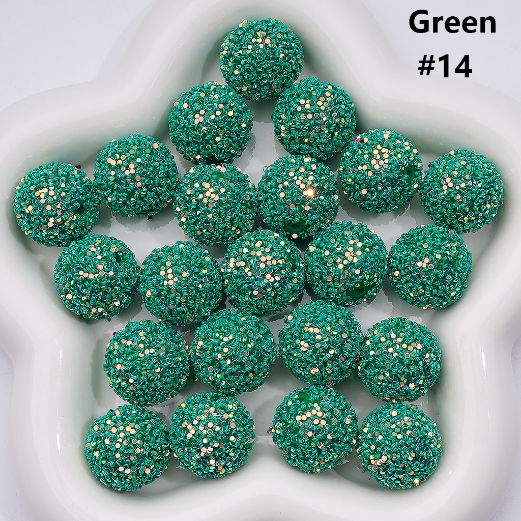 Multi-Color Shiny Confetti Round Acrylic Beads in Solid Color, 20MM