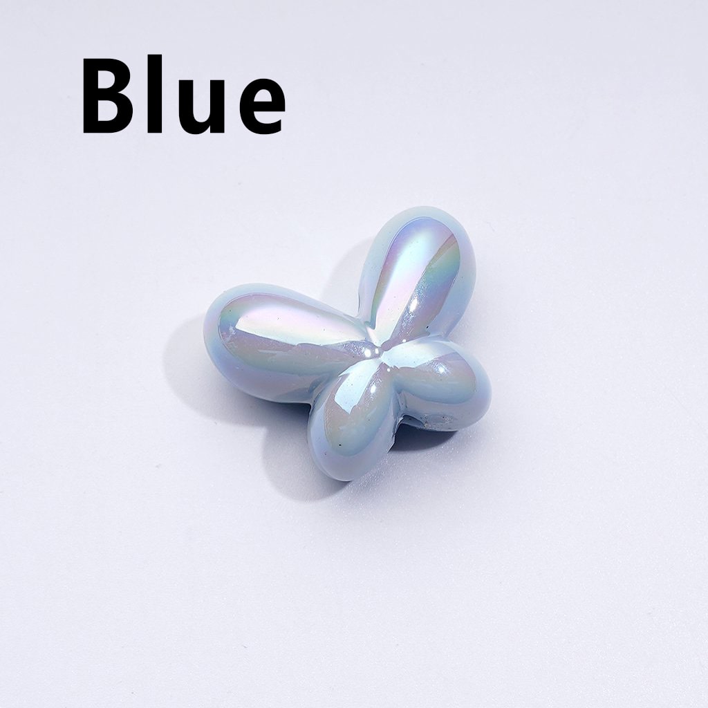 UV Coating Shiny Luminous Cute Butterfly Bowknot Acrylic Beads, Around 25*19MM