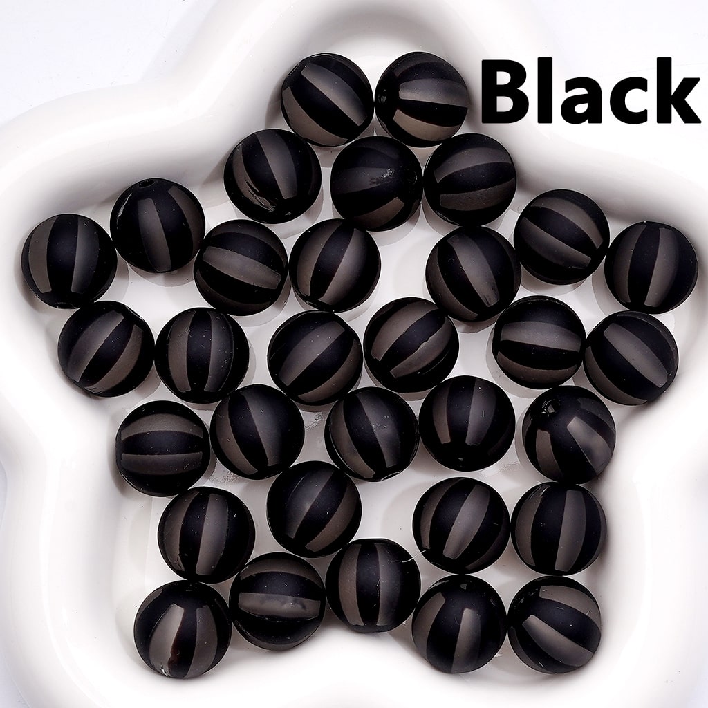 Acrylic Beads Round Frosted Watermelon Stripes Multi-Color, 16MM (Single Color is available for 200pcs(Whole Bag))