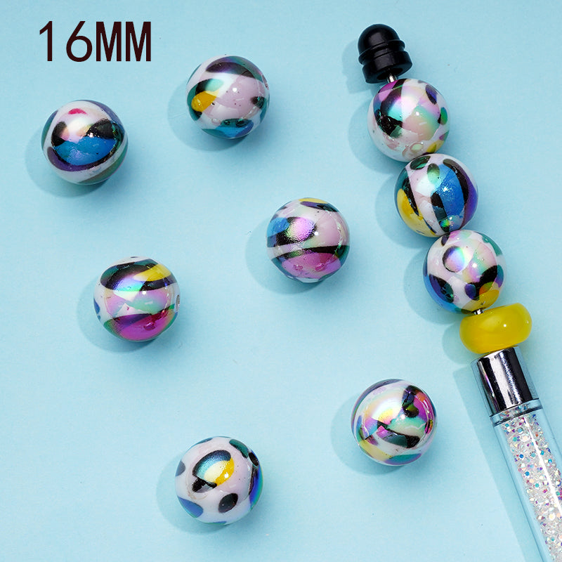 カラフルなホワイトジャガーヒョウチーターアクリルビーズ20mm、16mm