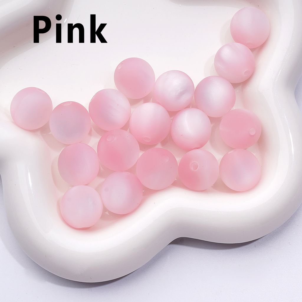 Frosted Matte Multi-Color Cat Eye Style Round Acrylic Beads, 16MM