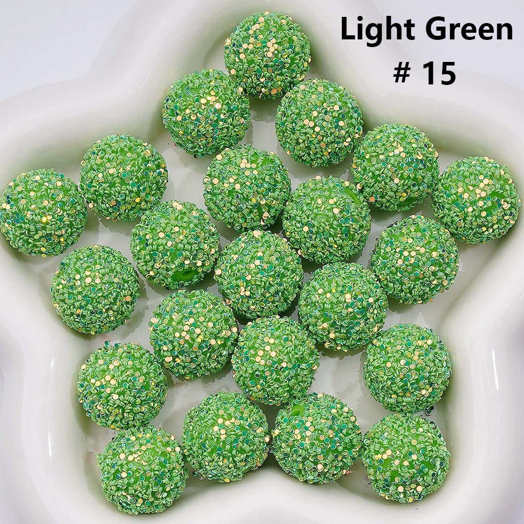 Multi-Color Shiny Confetti Round Acrylic Beads in Solid Color, 20MM